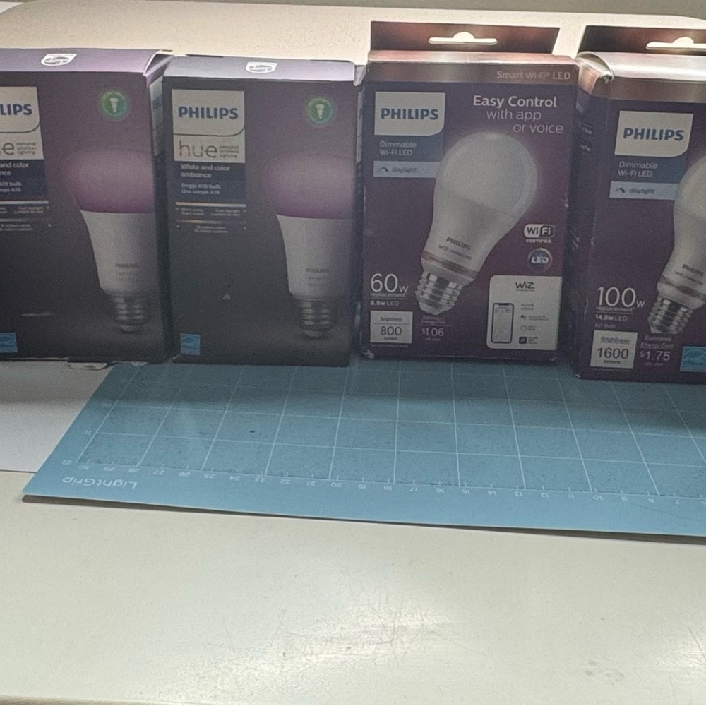 Philips Hue Smart LED Bulbs in White and Purple GE Smart socket